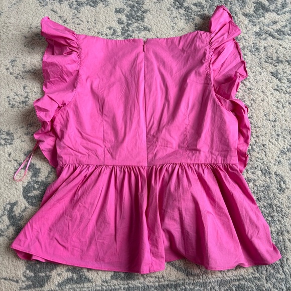 Cinq a Sept Hot Pink Audrie Ruffle Sleeve Blouse - Picture 5 of 5
